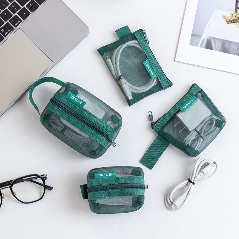 Travel Cable Organizer - Borsa portaoggetti trasparente in rete per