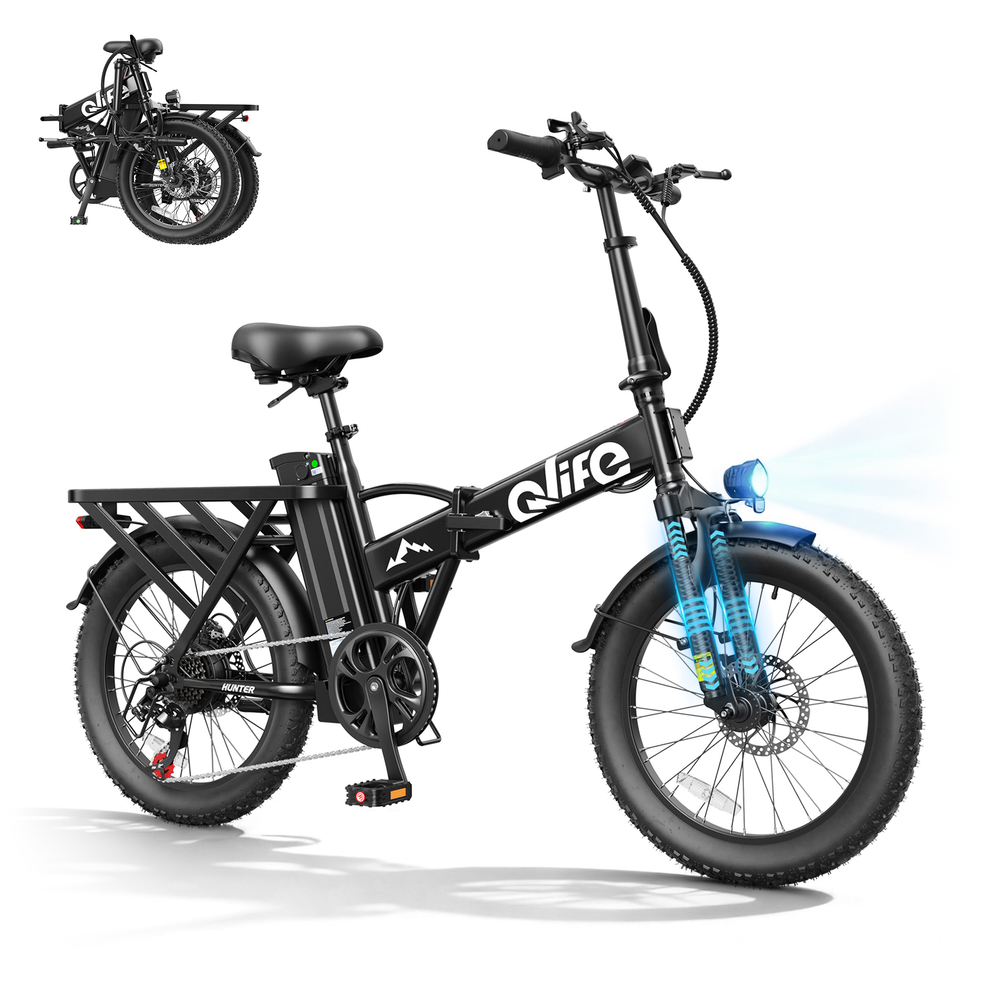 Tech Q - Bicicletta Elettrica Pieghevole Qlife con Pneumatici