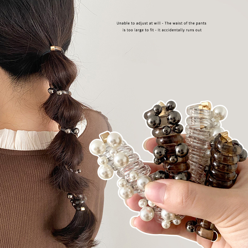 Hi Tech Accessories - Anello per capelli con perle, fascia