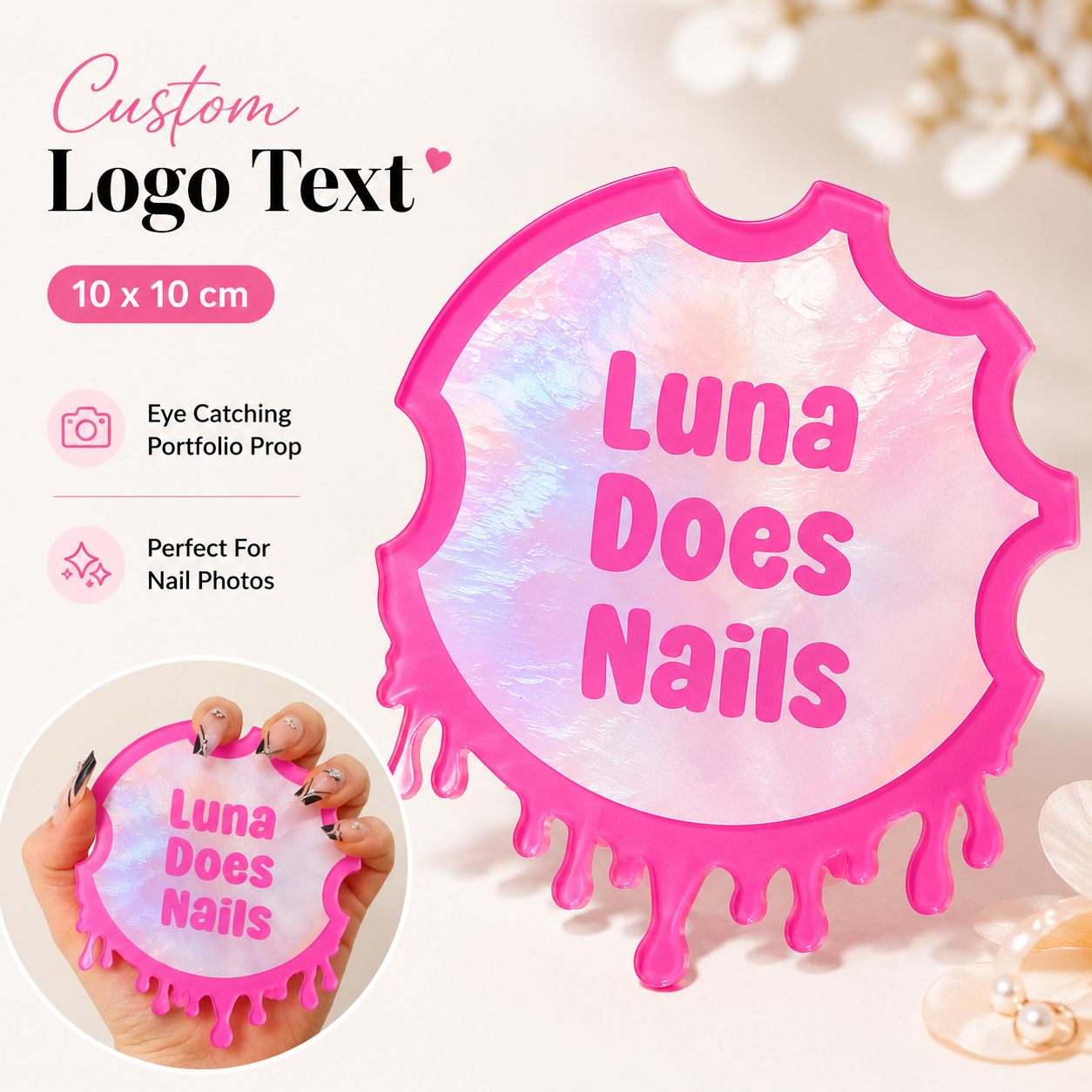 Tech Accessories Logo - Disco Acrilico Personalizzato per Foto Unghie,